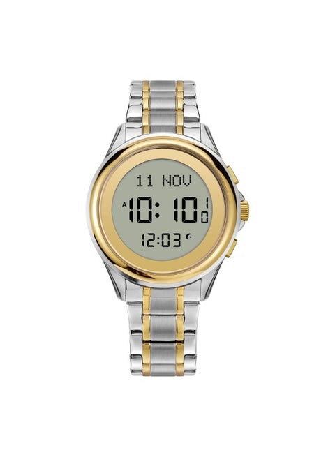 ساعة صلاة للمسلمين مع تنبيهات الأذان، واتجاه القبلة، والتقويم الهجري والميلادي، وعلامة مرجعية للقرآن الكريم، و5 مواقيت صلاة، وساعة إيقاف، وتحكم في مستوى الصوت وإضاءة الخلفية - للرجال والنساء