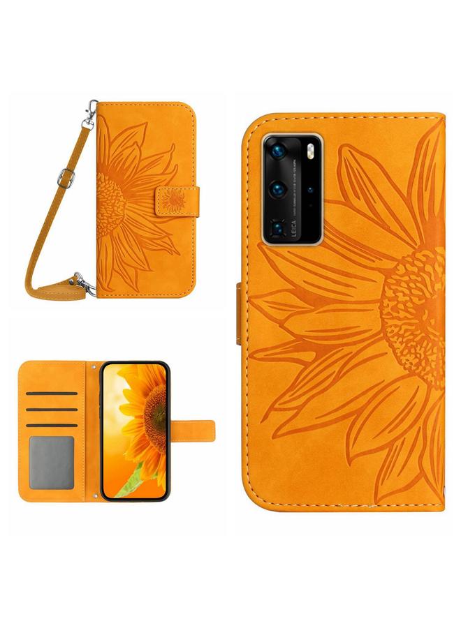 Zaboon Case For Huawei P40 Pro Skin Feel Sun Flower Pattern Flip Leather Phone Case with Lanyard - Image 1