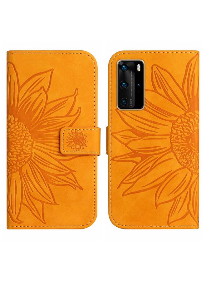 Zaboon Case For Huawei P40 Pro Skin Feel Sun Flower Pattern Flip Leather Phone Case with Lanyard - Image 2