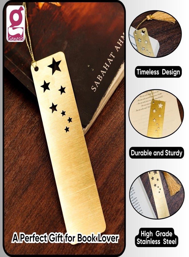 Genesis Arts Metallic Bookmarks Gift | Stainless Steel Star Design Bookmark for Book, Avid Readers, Diaries, Novels Lovers | Birthday Gifting for Principle, Students, Teachers, Friends, Boyfriend - Image 2
