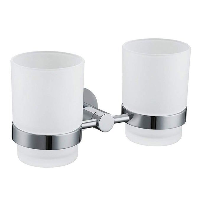 DOUBLE TOOTHBRUSH HOLDER STAINLESS STEEL TOOTHBRUSH HOLDER RINSING CUPS DRINKING GLASS TOOTHBRUSH MUG HANGER TOOTHPASTE RAZOR HOLDER BATHROOM ACCESSORIES CHROME