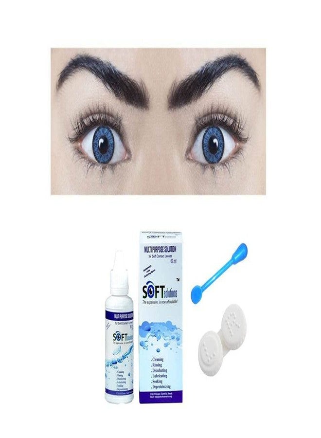 DARK AQUA BLUE MD SPARKLE MONTHLY COLOR CONTACT LENS WITH CASE,LENS HOLDER AND 60ML SOLUTION (PACK OF 1 PAIR) - Image 1