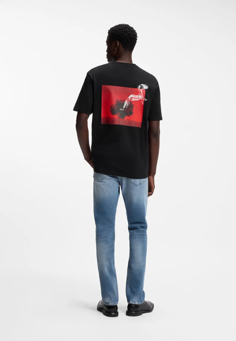 هوجو Cotton-jersey T-shirt with rear graphic