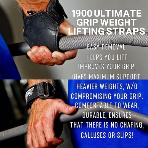 Schiek Sports 1900 Ultimate Hand Grip - 9 mm Thick Neoprene Grips for Weight Lifting - Ultra Durable Non Slip Secure Grip - Image 5