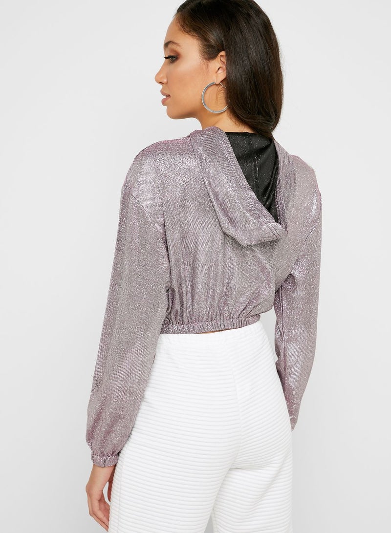 Ginger Crop Metallic Hoodie  - Image 2