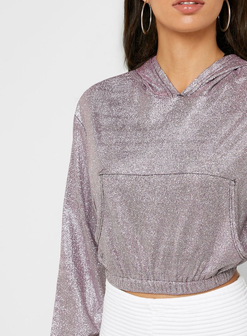 Ginger Crop Metallic Hoodie  - Image 3