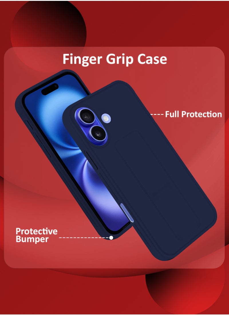 CATANES - (for Apple iPhone 16 Plus) 3Packs (1Case, 2Screen Protectors), Case  PU Leather Back Cover Stand Function Finger Grip Case Cover with Shock Proof Screen Protector / Dark Blue - Image 1