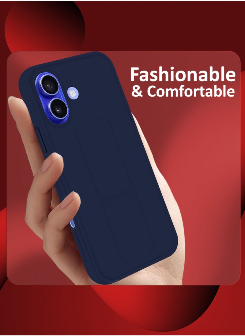 CATANES - (for Apple iPhone 16 Plus) 3Packs (1Case, 2Screen Protectors), Case  PU Leather Back Cover Stand Function Finger Grip Case Cover with Shock Proof Screen Protector / Dark Blue - Image 1
