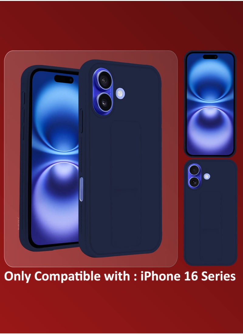 CATANES - (for Apple iPhone 16 Plus) 3Packs (1Case, 2Screen Protectors), Case  PU Leather Back Cover Stand Function Finger Grip Case Cover with Shock Proof Screen Protector / Dark Blue - Image 1