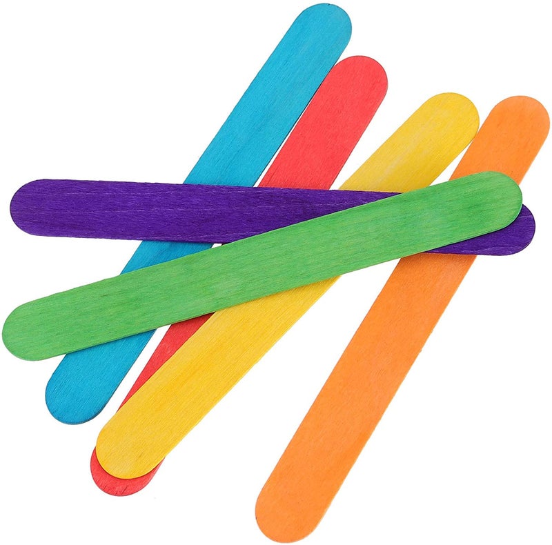 TRIPLC منتجات مووليافان أعواد المصاصة الملونة، أعواد الآيس كريم الخشبية الطبيعية متعددة الألوان، أعواد المصاصة العملاقة لصنع نماذج الحرف اليدوية وتصميمات منزلية للأطفال والكبار (200) - Image 3