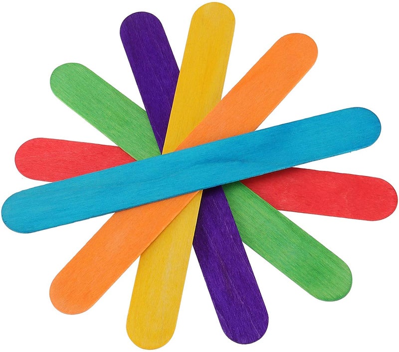 TRIPLC منتجات مووليافان أعواد المصاصة الملونة، أعواد الآيس كريم الخشبية الطبيعية متعددة الألوان، أعواد المصاصة العملاقة لصنع نماذج الحرف اليدوية وتصميمات منزلية للأطفال والكبار (200) - Image 4
