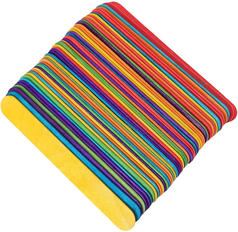 TRIPLC منتجات مووليافان أعواد المصاصة الملونة، أعواد الآيس كريم الخشبية الطبيعية متعددة الألوان، أعواد المصاصة العملاقة لصنع نماذج الحرف اليدوية وتصميمات منزلية للأطفال والكبار (200) - Image 5