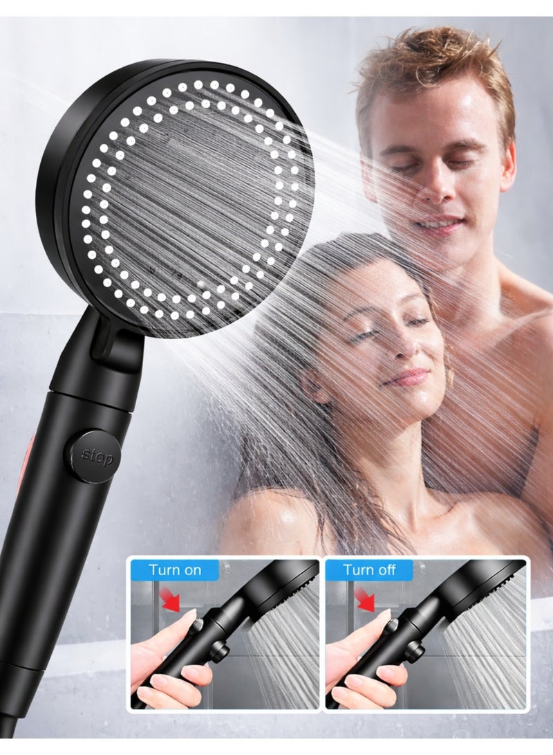 F.A.M.S High Pressure Handheld Shower Head with Hose – 5 Spray Modes Rain, Massage & Mist – Water Saving Shower Head with Stop Button – Universal Bathroom Shower Head for Home Bathroom - Image 5