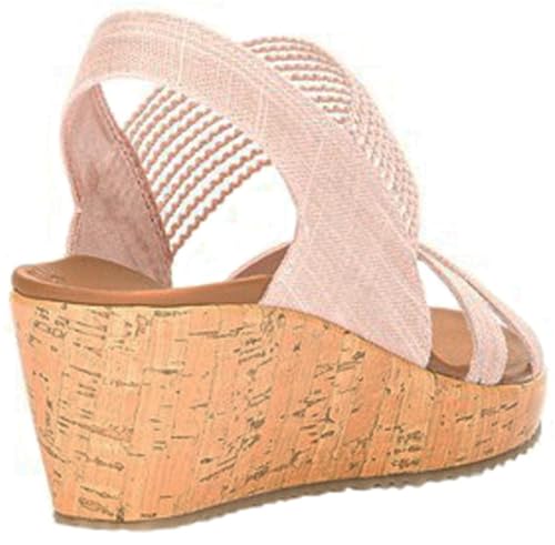 Skechers womens Beverlee - High Tea Wedge Sandal, Pink, 9 US - Image 3