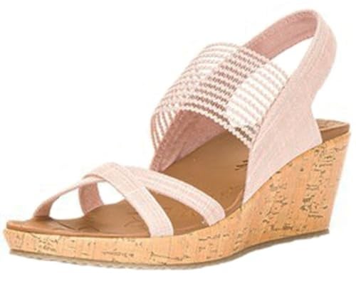 Skechers womens Beverlee - High Tea Wedge Sandal, Pink, 9 US - Image 1