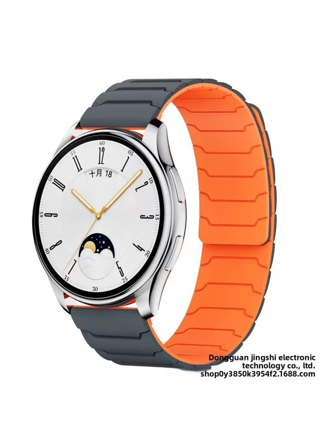Flat Head Armor Pattern Silicone Magnetic Strap For Huawei GT5/4 Watch Strap/Samsung Watch7 Replacement Wrist Strap 