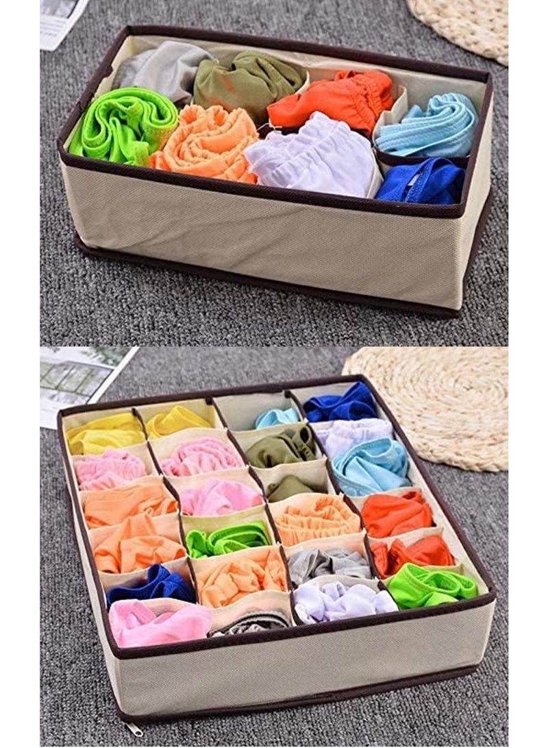 RollsTimi  4-Pcs Underwear Storage Boxes Non-woven Fabric Foldable Organizer Storage Set for Necktie Bra Sock  - Image 4