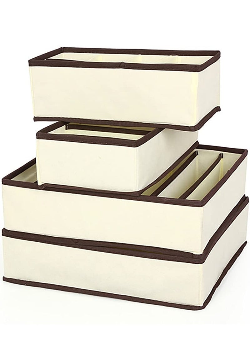 RollsTimi  4-Pcs Underwear Storage Boxes Non-woven Fabric Foldable Organizer Storage Set for Necktie Bra Sock  - Image 5