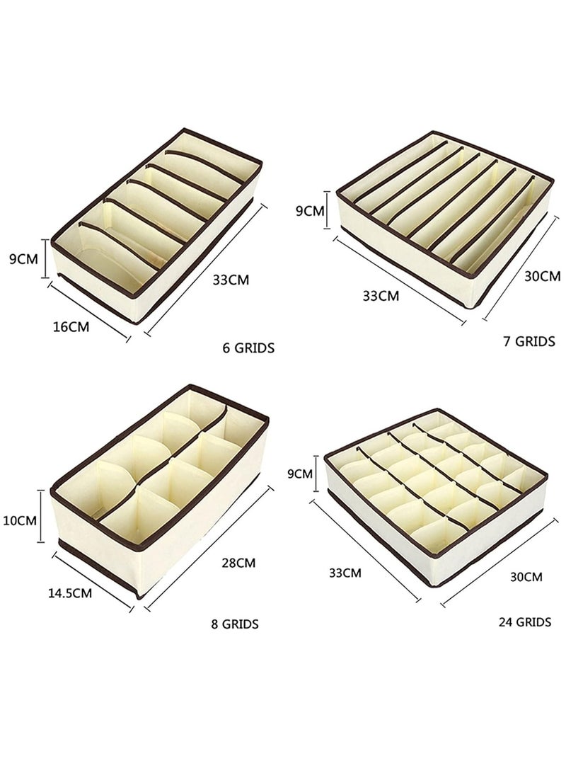 RollsTimi  4-Pcs Underwear Storage Boxes Non-woven Fabric Foldable Organizer Storage Set for Necktie Bra Sock  - Image 2