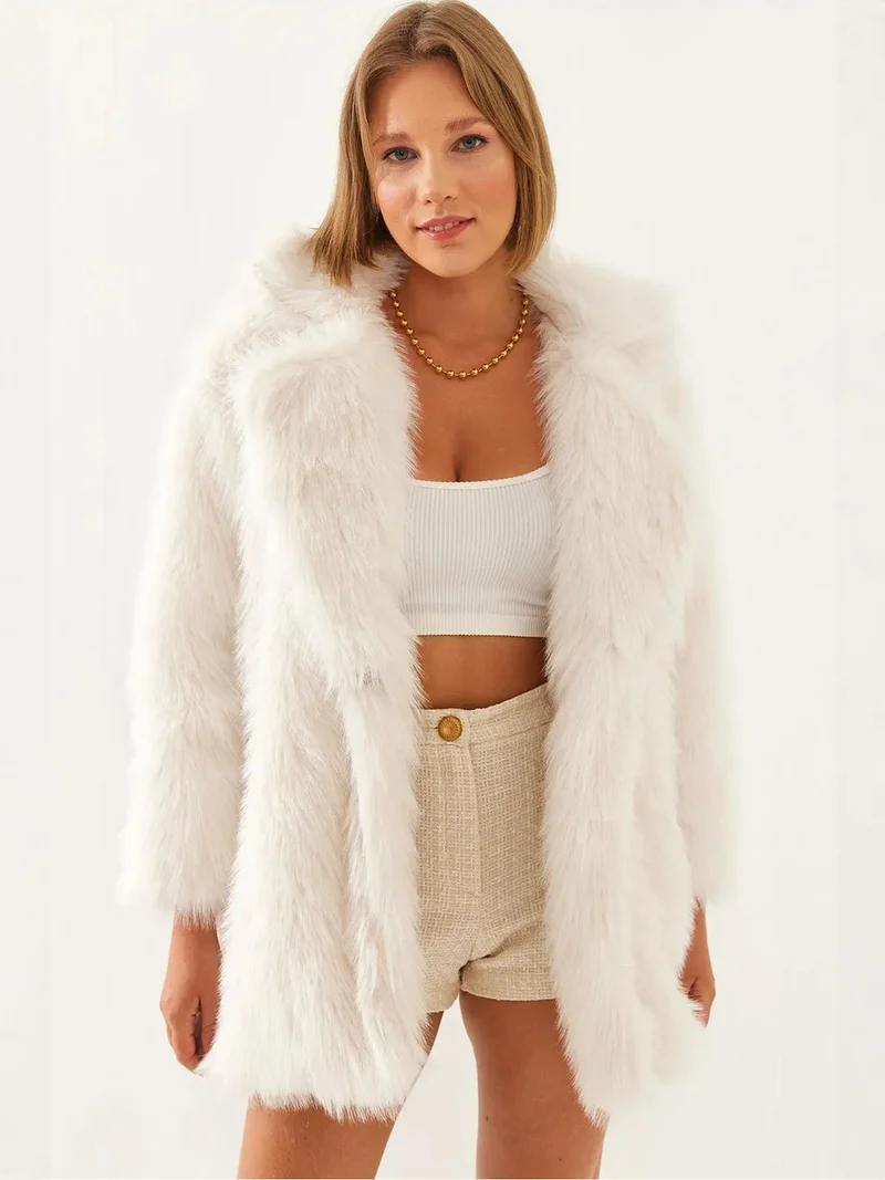 Bianco Lucci LUCCI Faux Fur Coat