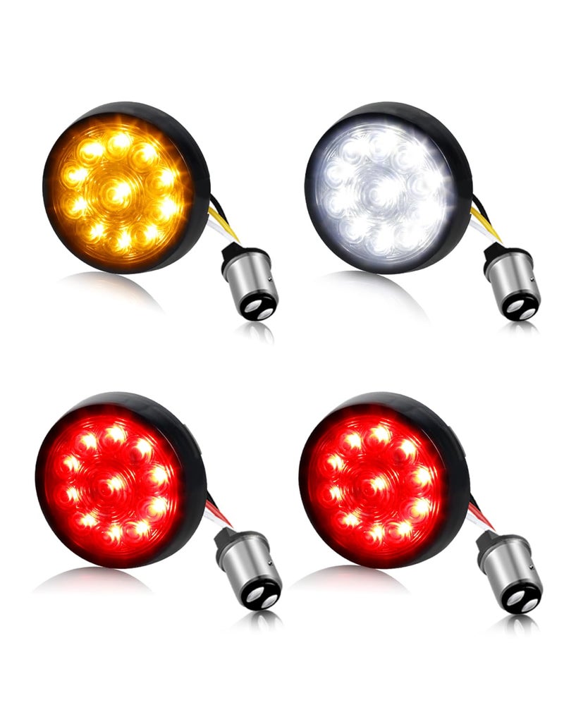 إشارات دوران LED NTHREEAUTO 1157 2 ضوء أمامي وخلفي مدمج عدسة مدخنة متوافقة مع هارلي ستريت جلايد رود جلايد سبورتستر سوفتيل تورينغ داينا رود كينج إلكترا جلايد فات بوي آيرون 883