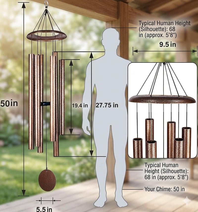LACHIKA 50" Large Deep Tone Wind Chimes for Outdoor Garden Heavy Duty Aluminum Wind Chimes Church Bell Sound Weather Resistant Wind Chime for Patio Porch Balcony Memorial and Sympathy Gift - Image 5