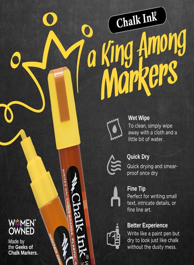 Chalk Ink Fine Tip Wet Wipe Chalk Markers (White, 1mm, 2 Pack) - Image 3