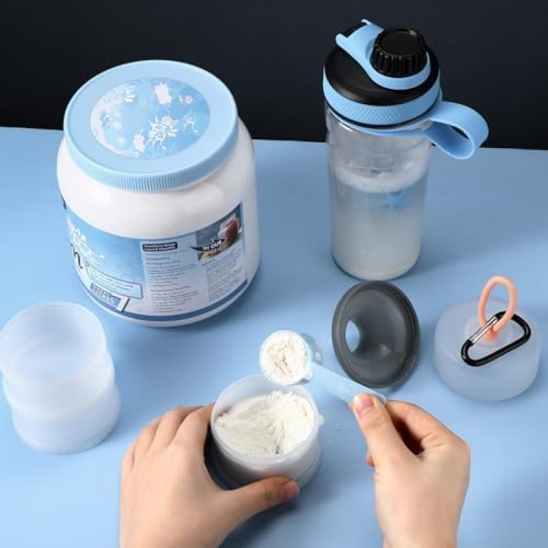 Protein Powder Container 7.4 X 3 Inches Leakproof Stackable Protein Dispenser - Funnel Lid Design Portable Gym Container for Fitness Travel & Home Kitchen - Image 4