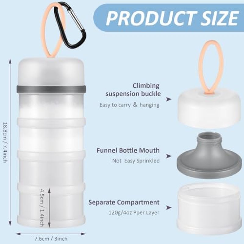 Protein Powder Container 7.4 X 3 Inches Leakproof Stackable Protein Dispenser - Funnel Lid Design Portable Gym Container for Fitness Travel & Home Kitchen - Image 2