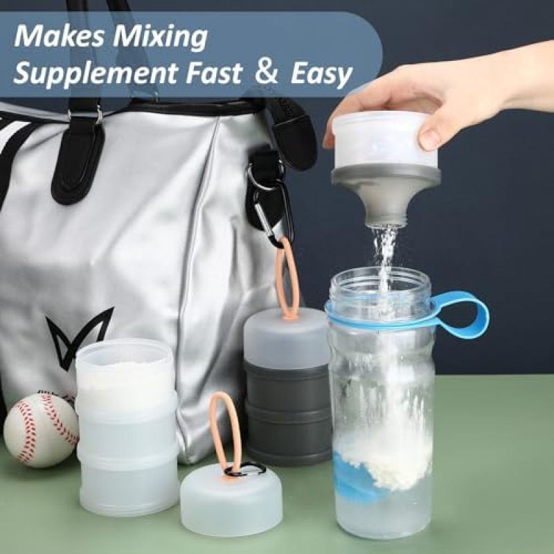 Protein Powder Container 7.4 X 3 Inches Leakproof Stackable Protein Dispenser - Funnel Lid Design Portable Gym Container for Fitness Travel & Home Kitchen - Image 5