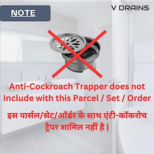 V Drains 6x6 inches Tile Marble Insert Floor Drain in Grade Stainless Steel SS 304 (150 x150mm) Without Cockroach Trap for Bathroom/Balcony/Terrace/Floor (6x6 inch (Without Anti-Cockroach Trapper)) - Image 4