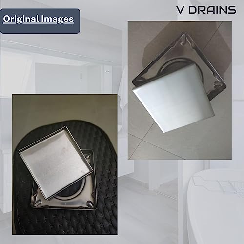 V Drains 6x6 inches Tile Marble Insert Floor Drain in Grade Stainless Steel SS 304 (150 x150mm) Without Cockroach Trap for Bathroom/Balcony/Terrace/Floor (6x6 inch (Without Anti-Cockroach Trapper)) - Image 5