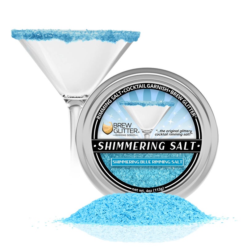 Bakell Brew Glitter - Shimmering Blue Rimming Salt (4oz, 1x Bar Tin) Cocktail Garnish for Mixed Drinks and Beverages - Image 1