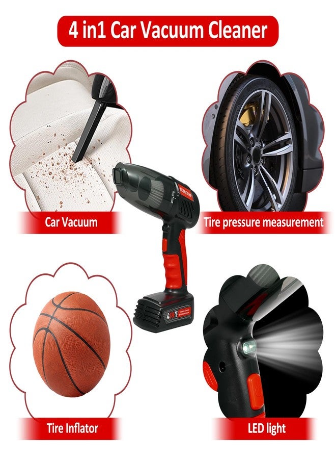 Aumotop 4-in-1 Handheld Car Vacuum Cleaner Cordless, 150PSI Tire Inflator Air Compressor Pump Rechargeable Portable Vacuum for Car, Home, Office, 6000Pa Vacuum Cleaner with USB Charging Cable - Image 2