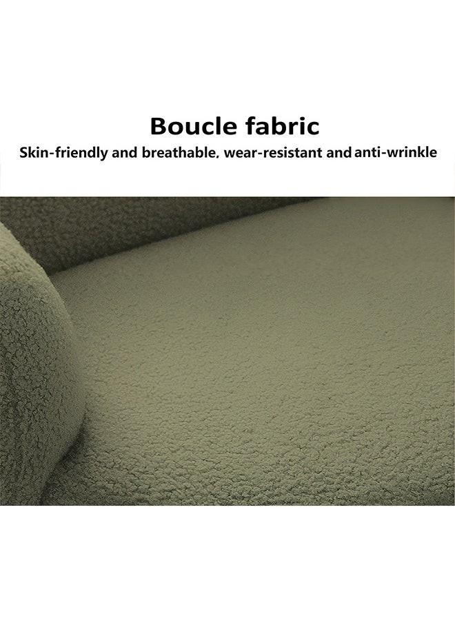 Taimi Boucle Fabric Chair with Arms, Comfortable Backrest and Metal Legs, Makeup Chair for Dressing Table, Chair for Living Room, Bedroom and Office - Green  - Image 3