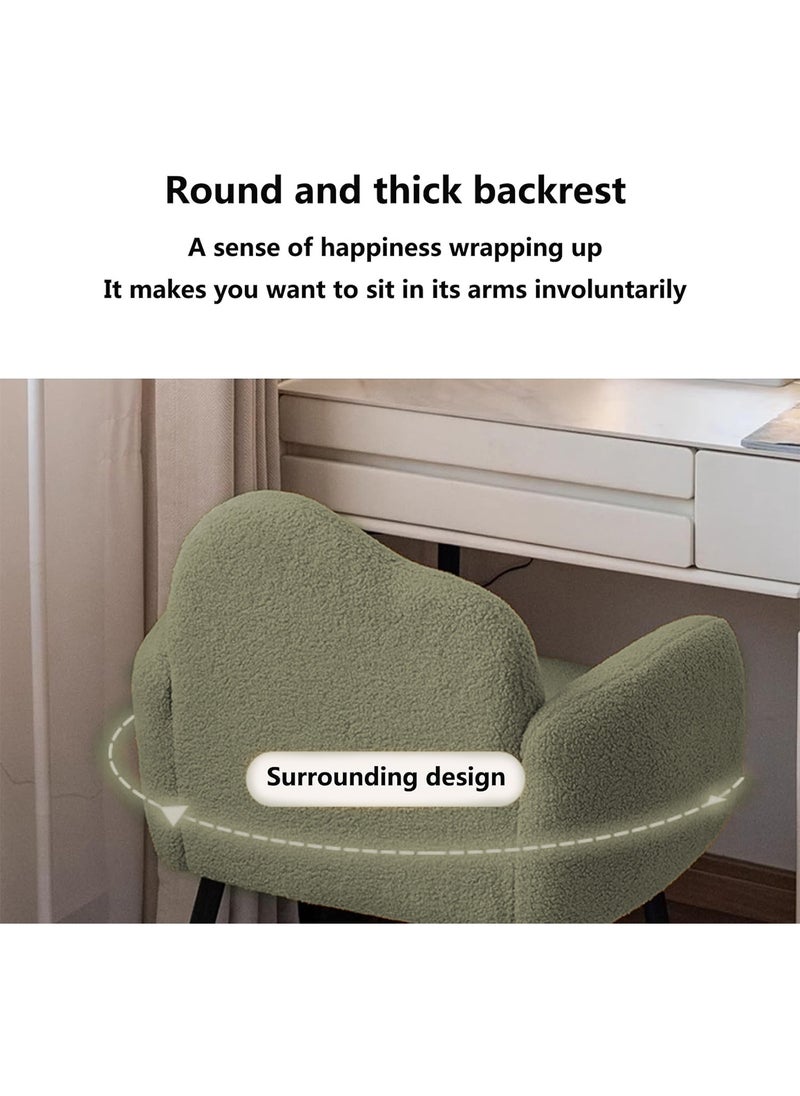 Taimi Boucle Fabric Chair with Arms, Comfortable Backrest and Metal Legs, Makeup Chair for Dressing Table, Chair for Living Room, Bedroom and Office - Green  - Image 2