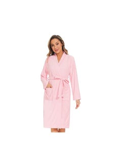 ماركة غير محددة Cotton Super Soft Highly Absorbent Bathrobes For Women  Men- Perfect for Everyday Use Unisex Pink  - Image 3