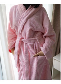 ماركة غير محددة Cotton Super Soft Highly Absorbent Bathrobes For Women  Men- Perfect for Everyday Use Unisex Pink  - Image 2