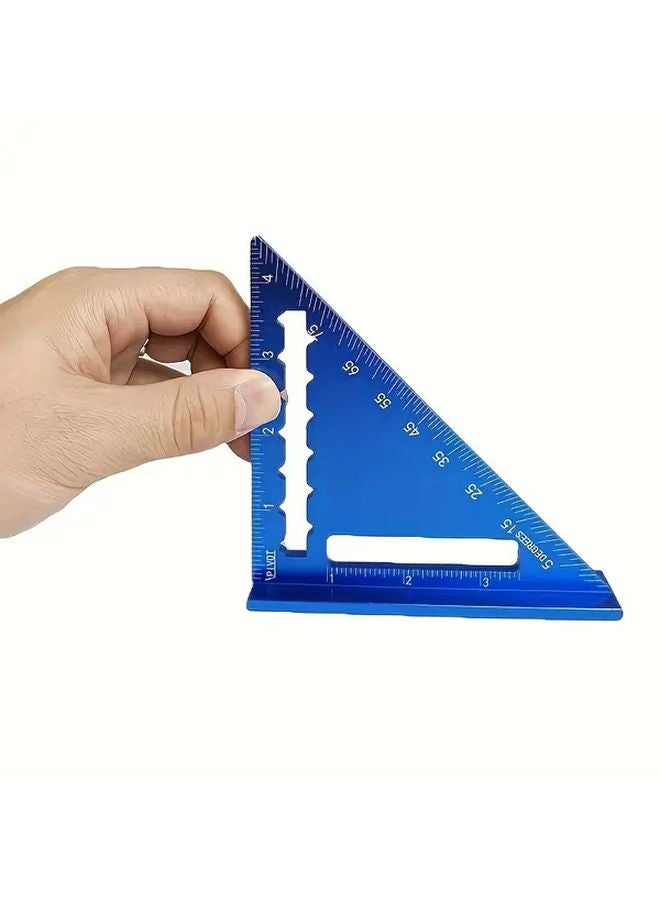 مسطرة مثلثة محمولة زرقاء من سبائك الألومنيوم، أداة قياس زاوية 90 درجة لأعمال النجارة والنجارة الخشبية - Image 5