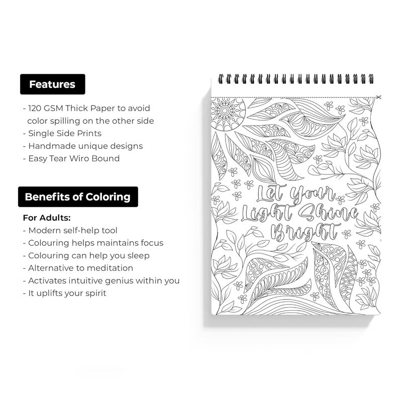 Rays Of Ink Motivational Quote Coloring Book for Adults | Ideal for Stress Relieving, Relaxing & Meditation | 120 GSM Thick Paper (ROI - 001) - Image 3