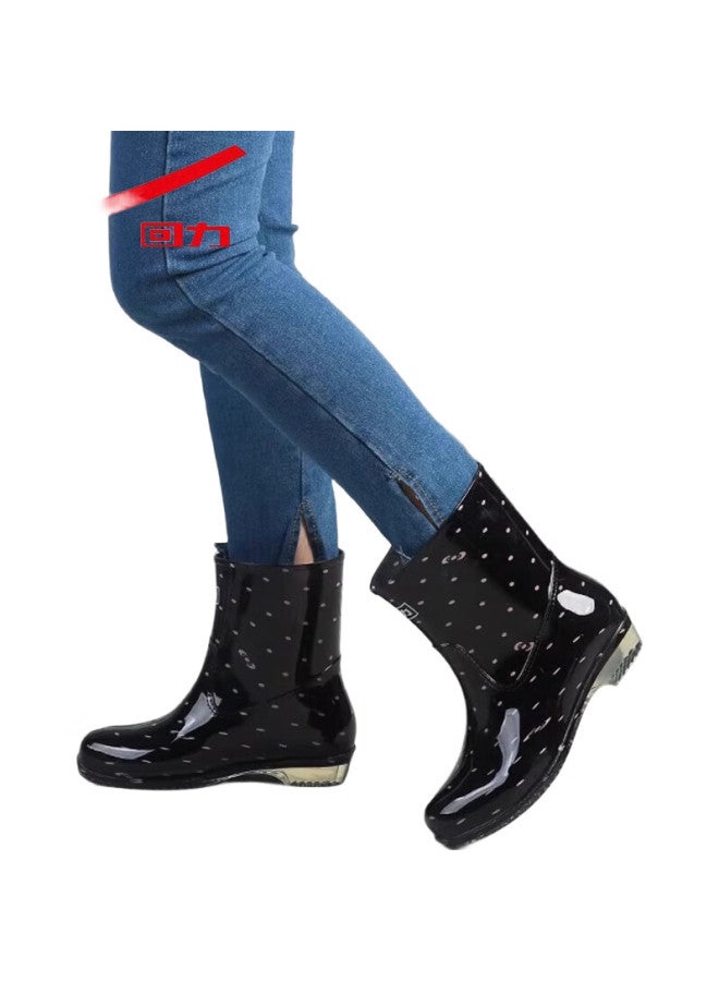 Warrior Women'S Mid-Calf Waterproof Rain Boots Anti-Slip Rubber Shoes Wear-Resistant Rain Shoes Hl52S Black Pink Size 38 - Image 2