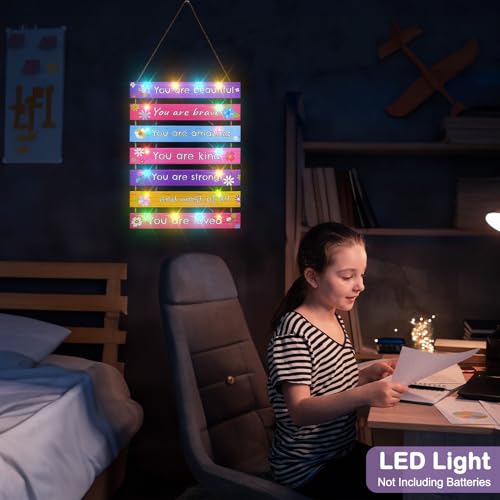 FIOBEE Girls Room Décor for Teen Girls Boys with LED Light Wall Decor for Bedroom Motivational Inspirational Wall Art Room Decoration for Kids Studyroom, 8 Kinds of Lights, Colorful Flower - Image 4