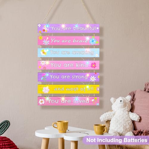 FIOBEE Girls Room Décor for Teen Girls Boys with LED Light Wall Decor for Bedroom Motivational Inspirational Wall Art Room Decoration for Kids Studyroom, 8 Kinds of Lights, Colorful Flower - Image 5