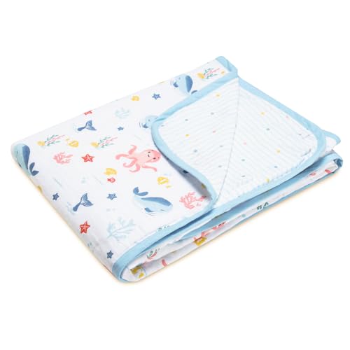Haus & Kinder Muslin Blanket for New Born Baby, Soft Breathable Baby Blankets Newborn, Baby Blanket for 0-2 Years, Cozy Baby Blanket for Crib Nursery & Stroller, New Born Baby Essentials | Vitamin Sea - Image 1