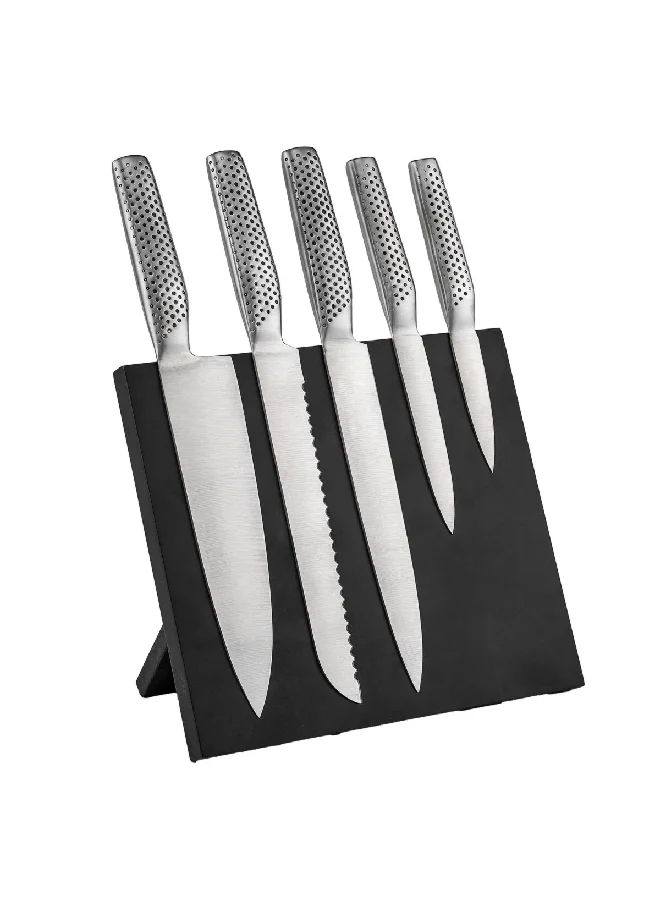 PARFAIT 6-Piece Kitchen Knife with Magnetic Block Set Silver and Black 20.5 x 12.5 x 34.1 cm HD01