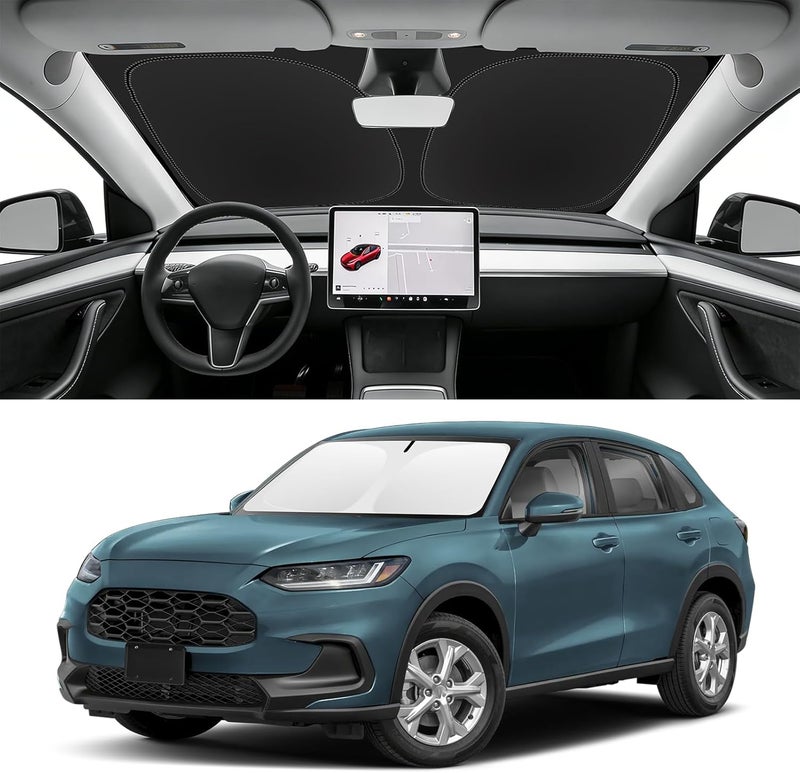 SLOGENTO Custom Fit Windshield Sun Shade for Honda HRV 2023-2026, Blocks UV & Heat, Front Window Sunshade Accessories, Easy Fold & Store Keep Your Car Cooler - Image 1