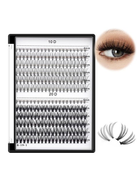 10D 20D 240pcs Cluster Eyelash Extensions 8-9-10-11-12mm Mixed/ 10-11-12-13-14mm Mixed/12-13-14-15-16mm Mixed Eyelash Clusters Lash Extension Individual Lashes for Self Application