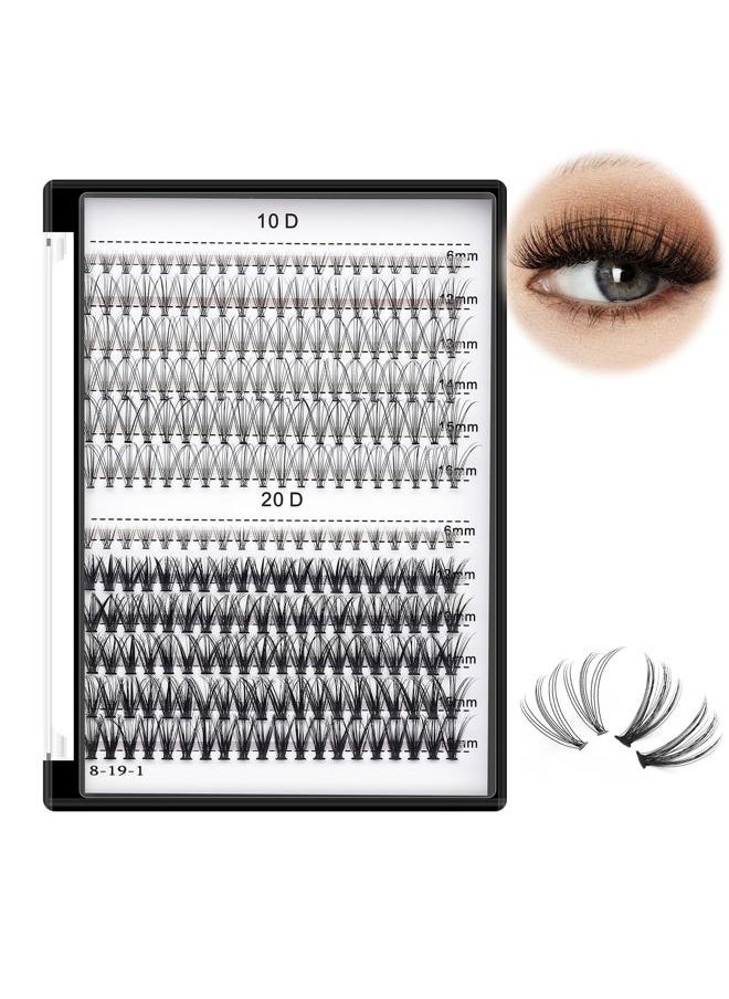 Bodermincer 10D 20D 240pcs Cluster Eyelash Extensions 8-9-10-11-12mm Mixed/ 10-11-12-13-14mm Mixed/12-13-14-15-16mm Mixed Eyelash Clusters Lash Extension Individual Lashes for Self Application  - Image 1