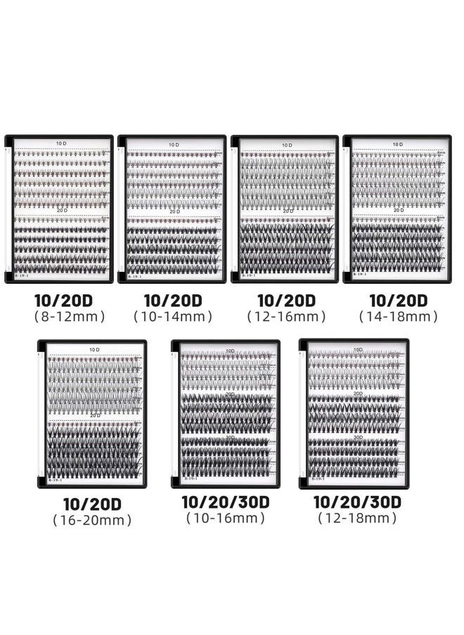 10D 20D 240pcs Cluster Eyelash Extensions 8-9-10-11-12mm Mixed/ 10-11-12-13-14mm Mixed/12-13-14-15-16mm Mixed Eyelash Clusters Lash Extension Individual Lashes for Self Application