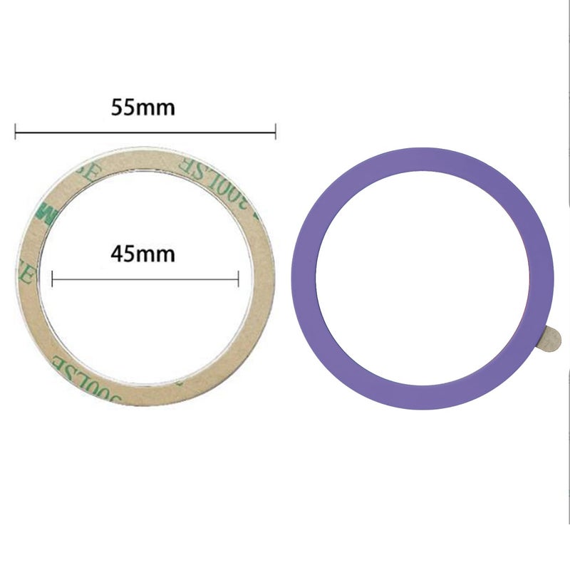 TENOC Universal Metal Ring Sticker for Magnetic Charger Compatible with iPhone/Samsung/Android All Cellphones, Magnetic Mount/Phone Holder Conversion Accessories, 3Pcs, Light Purple - Image 2